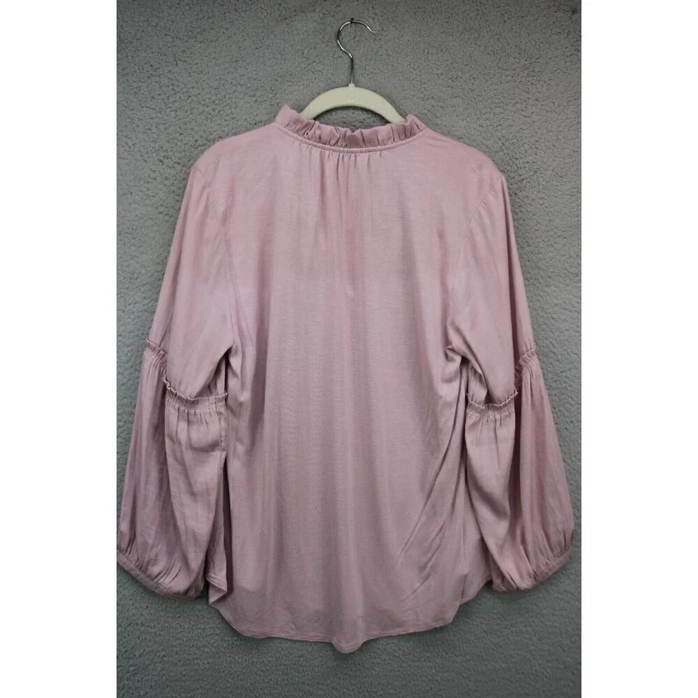 Loft Long Puff Sleeves Silky Tunic-Size Large-Rayon